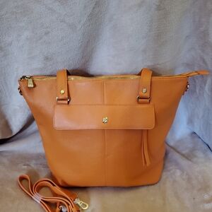 Ora Delphine Tangerine Leather Tote